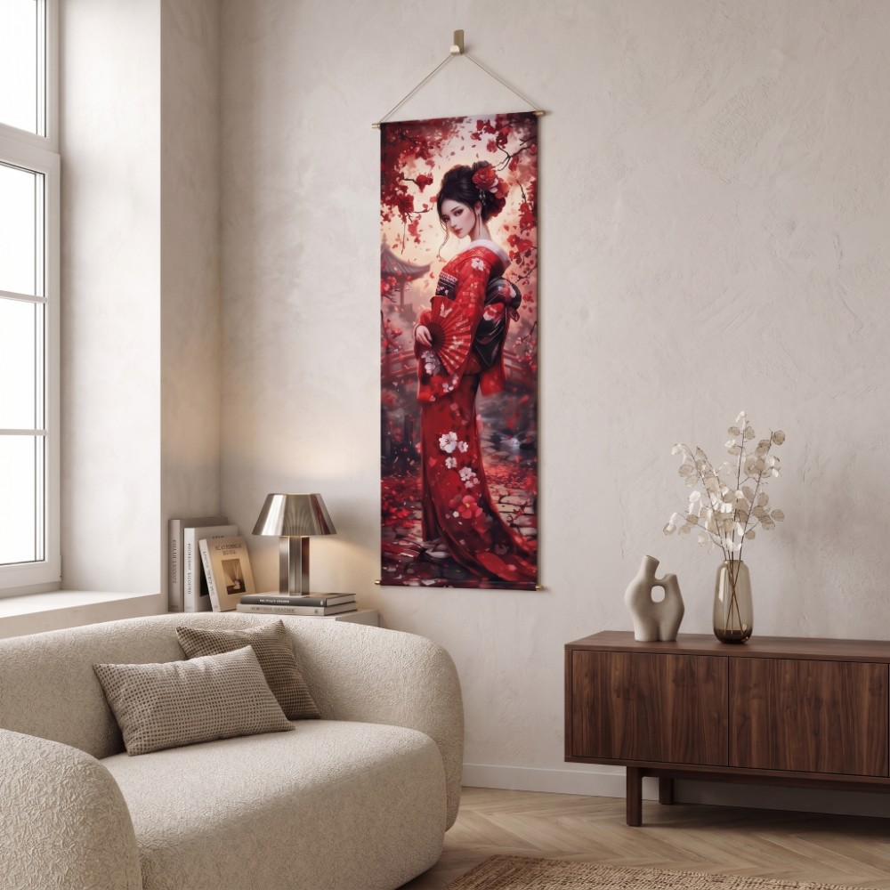 Kakemono "Geisha sous les Cerisiers"